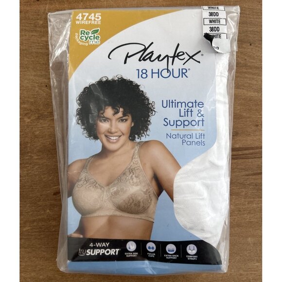 Playtex Other - Playtex 18 Hour Ultimate Lift & Support Wire Free Bra 4745 Size 38DD White